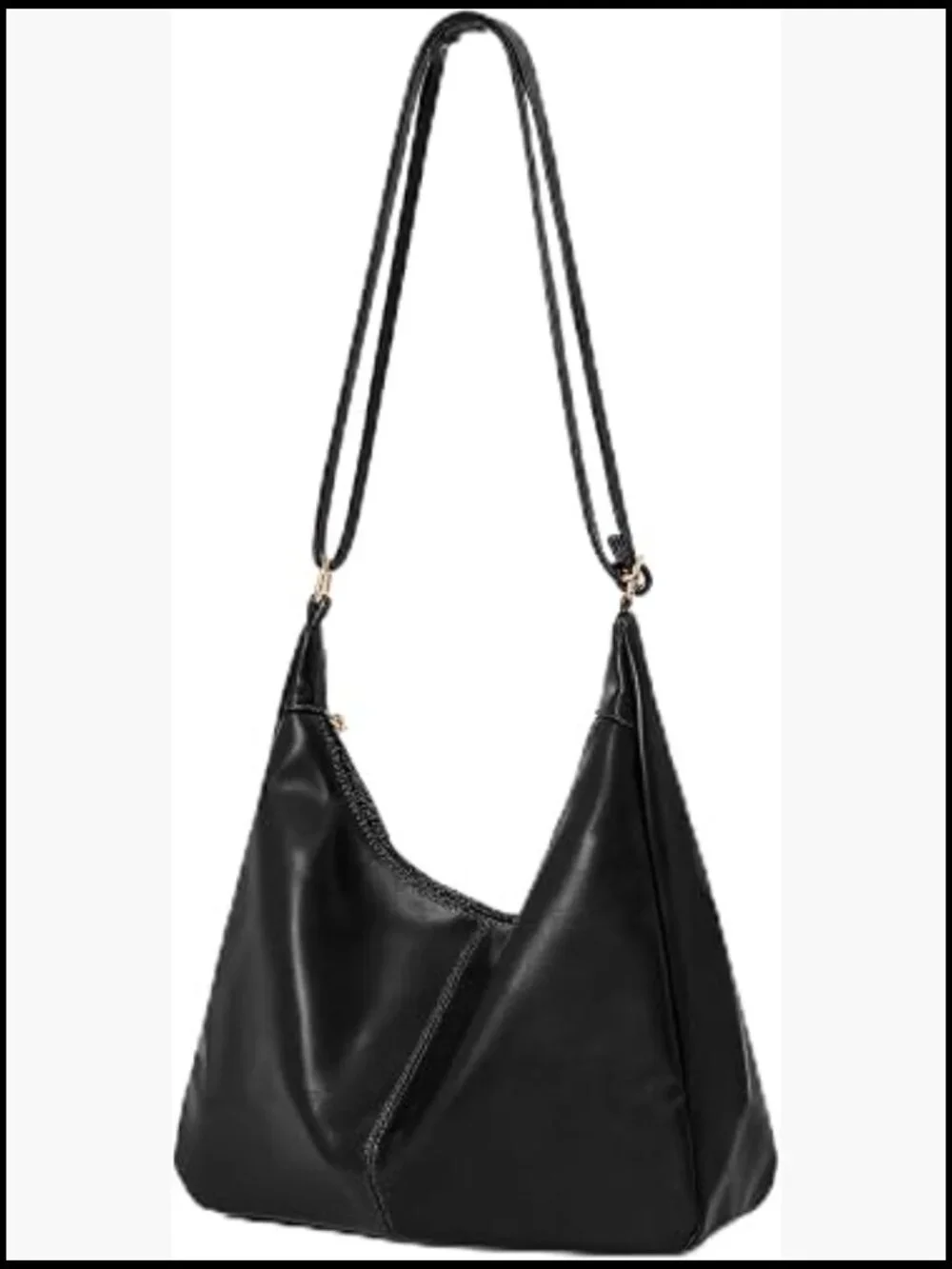Hobo Tote Bag Faux Leather Slouchy Crossbody Purse Foldable Shoulder Bag